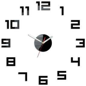 Nástěnné samolepící hodiny Digit 50 cm černé