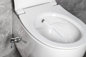 Isvea Isvea, SENTIMENTI CLEANWASH závesná WC misa, integrovaný ventil a bidetová spŕška, Rimless, 36x51cm, biela, 10ARS1010