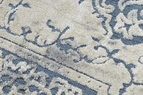 Koberec SOLE D3871 Ornament, ramka - ploské tkanie modrý / béžový