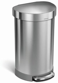 Pologuľatý pedálový kôš 45 l, matná oceľ, nerez