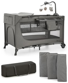 KINDERKRAFT - Cestovná postieľka JOY 2 s doplnkami šedá