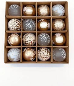 DECOLED Plastové ozdoby, prům. 6 cm, 16 ks, světlá