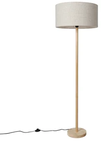 Rustikálna stojaca lampa drevená s hnedým tienidlom - Mels