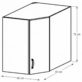 Horná rohová skrinka G60N Sillina (sosna andersen). Vlastná spoľahlivá doprava až k Vám domov. 1015063