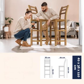 Casaria Barové stoličky OSLO s operadlami, 2ks, 40x36x110cm, prírodná hnedá