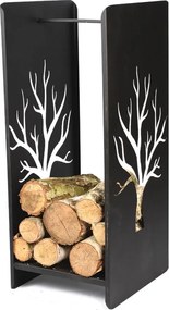 Kovový stojan na drevo Tree, 40x100 cm, čierna