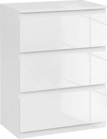 HOMCOM Komoda s 3 zásuvkami - Moderná komoda s protisklzným dizajnom pre obývaciu izbu a chodbu 55x34x75 cm - Jasne biela | Aosom