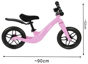 Detské odrážadlo KRUZZEL 12 s ramenným popruhom - čierne-ružové čierna