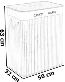 Bambusový kôš, nádoba na bielizeň, 2 priehradky, čierna FSC