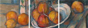 Obraz - Paul Cézanne, Still Life with Milk Jug and Fruit, reprodukcia (s hodinami) (90x30 cm)