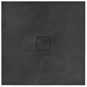 Rea Black Stone, sprchová vanička z minerálneho kameňa 80 x 120 x 3,5 cm + sifón, čierna, REA-K9602