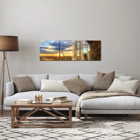 Obraz - Vodopád (s hodinami) (90x30 cm)
