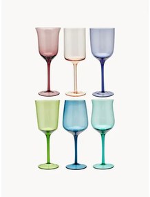 Ručne fúkaný pohár na víno v rôznych farbách a tvaroch Diseguale, 6 ks