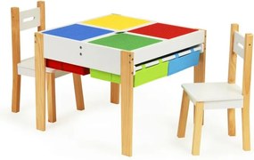 Drevený nábytok pre deti, set stôl + 2 stoličky