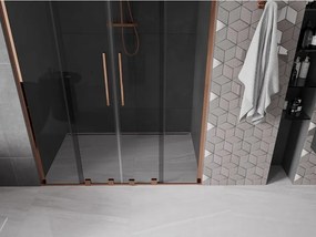 Mexen Velar L Duo, posuvné sprchové dvere do otvoru 150 cm, 8mm šedé sklo, ružové zlato, 871-150-003-42-60