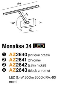 Azzardo Monalisa 34 black chrome AZ2643