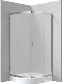 Deante Štvrťkruhový sprchový kút Funkia 90x90 cm KYPZ651K, chróm/matné sklo + sprchová vanička biela