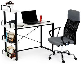 ModernHome Kancelársky písací stôl so 4 policami - biely, ZBG-07C