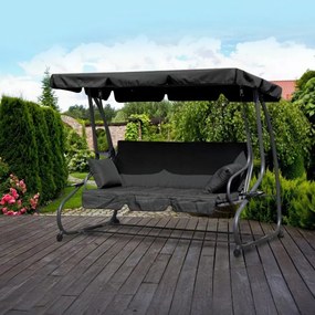 Tmavošedá polohovateľná záhradná hojdačka