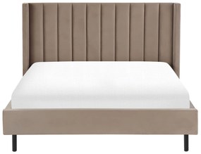 Zamatová posteľ 160 x 200 cm sivobéžová VILLETTE Beliani