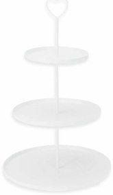 Kovový etažér 3 poschodia, 30 × 30 × 48 cm, biela