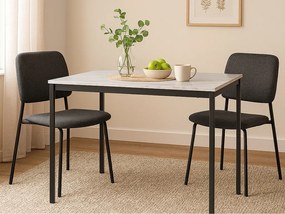 AKCIA Čierny jedálenský stôl RAMOD 100x60 cm, biely mramorový dekor II. akosť