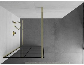 Mexen Kioto sprchová zástena 70x200 cm 8 mm, zlatý profil, sklo čierny vzor 1, 800-070-101-01-77