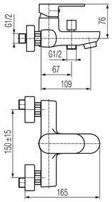 LOTOSAN ARLEN LB54830 nástenná vaňová batéria, chróm