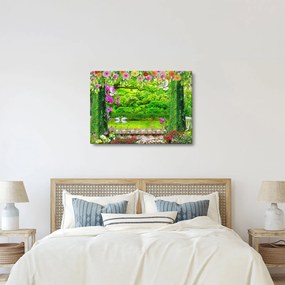 Obraz - Čarovná záhrada s labuťami (70x50 cm)