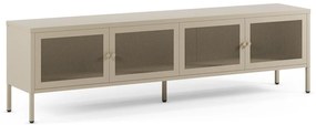 Krémovobiely kovový TV stolík 160x50x35 cm Fayna – Marckeric