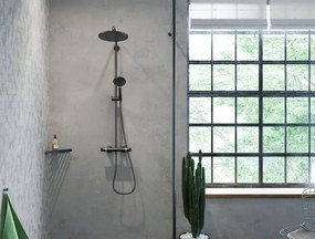 Hansgrohe Croma Select S, Showerpipe 280 1jet EcoSmart 9 l/min s termostatom a ručnou sprchou Raindance Select S 120 3jet, kartáčovaný čierny chróm, HAN-26891340