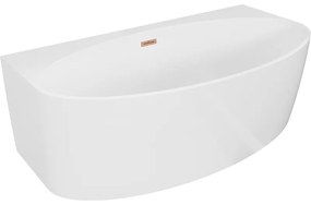 Mexen Bruna, voľne stojaca vaňa ku stene 170 x 88 cm, biela lesklá, medená matná, 52731508200-65