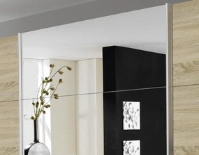 Šatníková skriňa Quadra, 315 cm, dub sonoma/zrkadlo