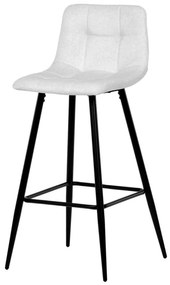 Židle barová AUB-X7015 WT2, bílá látka, čtyřnohá kovová podnož, černý mat