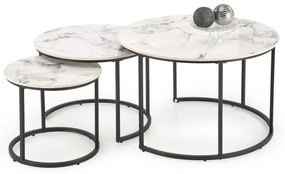 Sada 3 ks konferenčných stolíkov COMORO, biela/čierna
