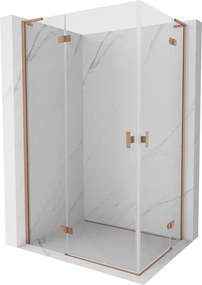 Mexen Mist-H L Duo, 2-krídlový sprchový kút 120 x 115 cm, číre sklo, medený matný profil, 8A5L-120L-115P-65-00