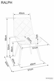 Sametová jídelní židle Ralph černá