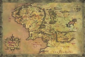 Umelecká tlač The Lord of the Rings - Middle Earth, (40 x 26.7 cm)