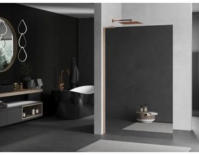 Mexen Kioto L, sprchová zástena Walk-In 120 x 200 cm, 8mm sklo vzor zrkadlo, medený matný profil, 800-120-103-65-50