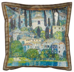 SCANquilt Dekoračný návlek ART VELVET Klimt - kostol pri jazere 45x45 cm