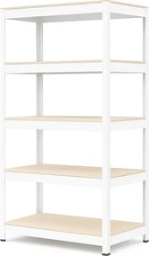 Regál 180x90x30 cm lakovaný 5-policový, nosnosť 875 kg - biely