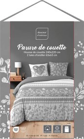 Biele/sivé 3-dielne bavlnené obliečky na dvojlôžko/predĺžené 240x220 cm Annie – douceur d'intérieur