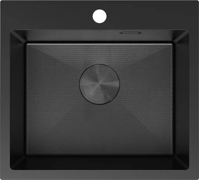 Mexen Solix, 1-komorový nerezový drez 500 x 450 mm, čierna, vzor voština, 6402501000-70HC