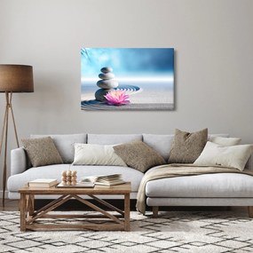 Obraz piesku, ľalie a spa kameňov (90x60 cm)