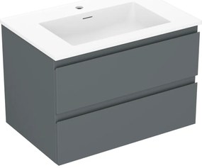 Mexen Orio, kúpeľňová skrinka 70 cm s umývadlom Otis, 2 zásuvky, grafitová matná/biela matná, 91A10-07047-2-BFF66-W18M01