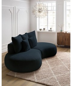 Tmavomodrá pohovka z textílie bouclé 260 cm Saint-Germain – Bobochic Paris