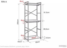 Otevřená šatní skříň Rin 01 200 cm černá