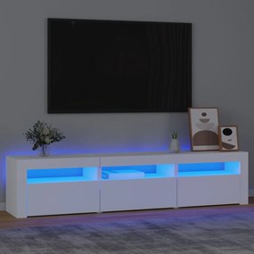 TV skrinka s LED svetlami biely 180x35x40 cm