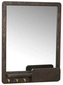 Nástenné zrkadlo s poličkou s dreveným rámom 45x60 cm Inverness - Rowico