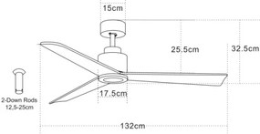 Zambelis 19136-B - Stropný ventilátor + diaľkové ovládanie